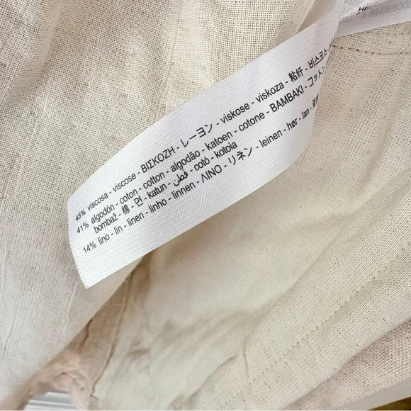 Zara Linen Blend Cream Tan Rustic Oversized Long Blazer Jacket - Picture 9 of 10